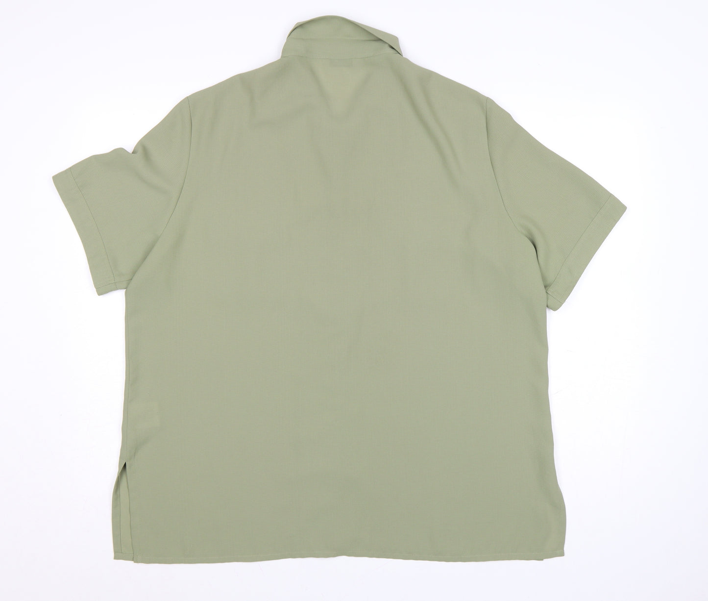 Berkertex Women Green Size 20 Button-Up Short Sleeve Shirt
