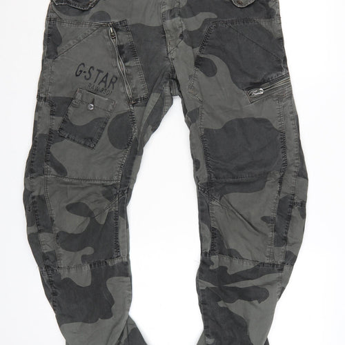 G-Star Men’s Green Camouflage Cargo Trousers Size 34W 32L Loose Tapered