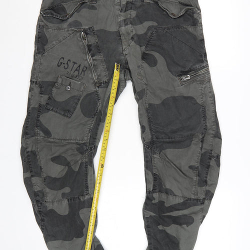 G-Star Men’s Green Camouflage Cargo Trousers Size 34W 32L Loose Tapered