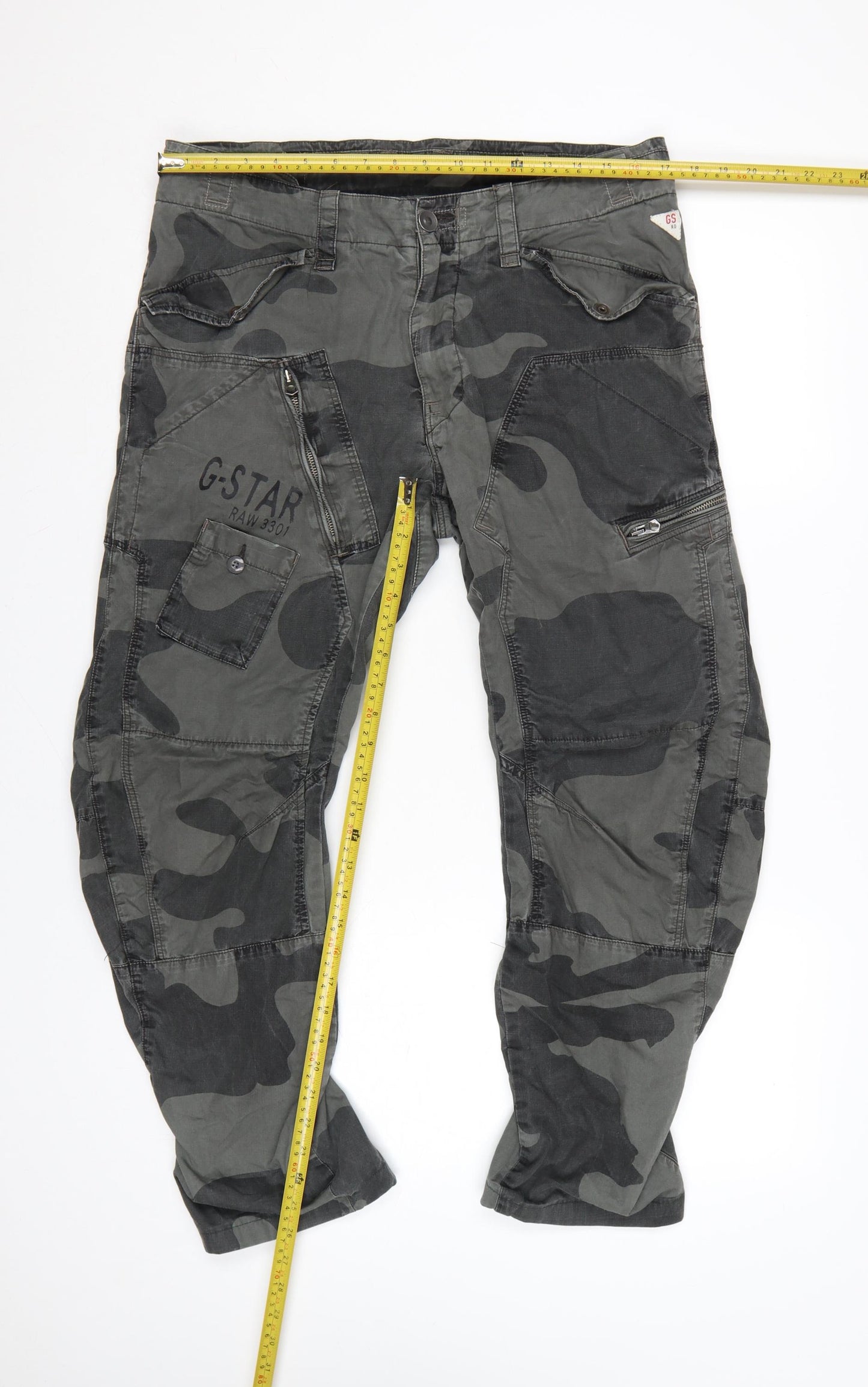 G-Star Men’s Green Camouflage Cargo Trousers Size 34W 32L Loose Tapered