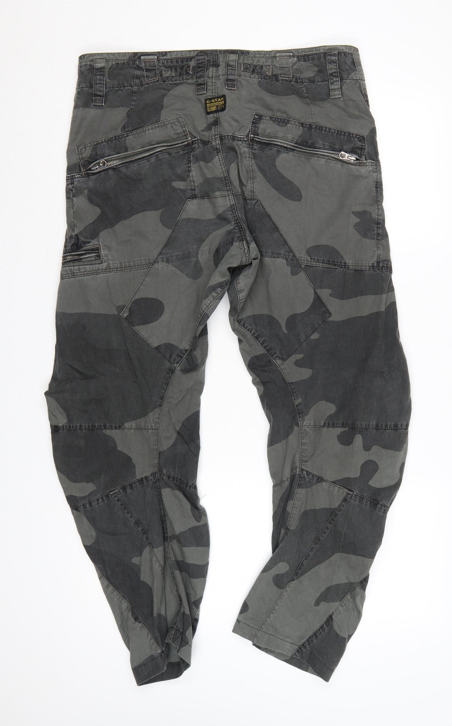 G-Star Men’s Green Camouflage Cargo Trousers Size 34W 32L Loose Tapered