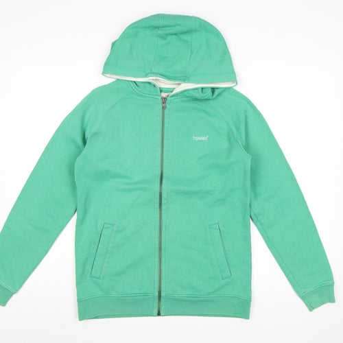 Howies Womens Green Full Zip Hoodie Size 10 Cotton Casual