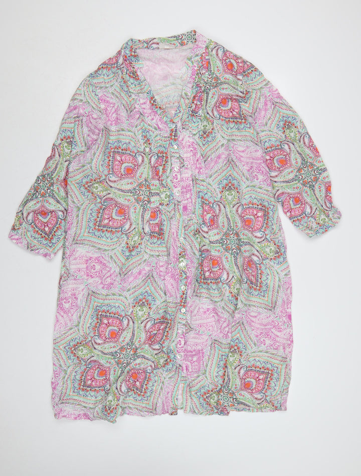 East Women’s Multicoloured Paisley V-Neck Shift Dress Size 14