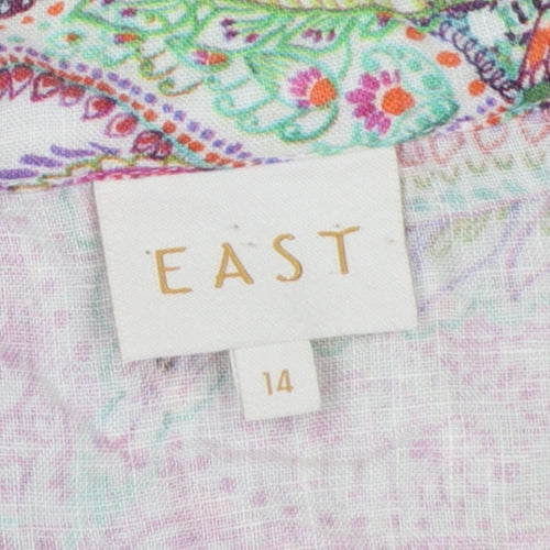 East Women’s Multicoloured Paisley V-Neck Shift Dress Size 14