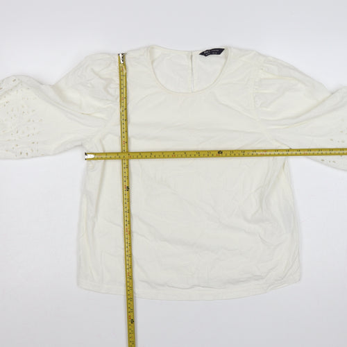 Marks and Spencer Womens Ivory 3/4 Sleeve Cotton Tunic Blouse Size 10