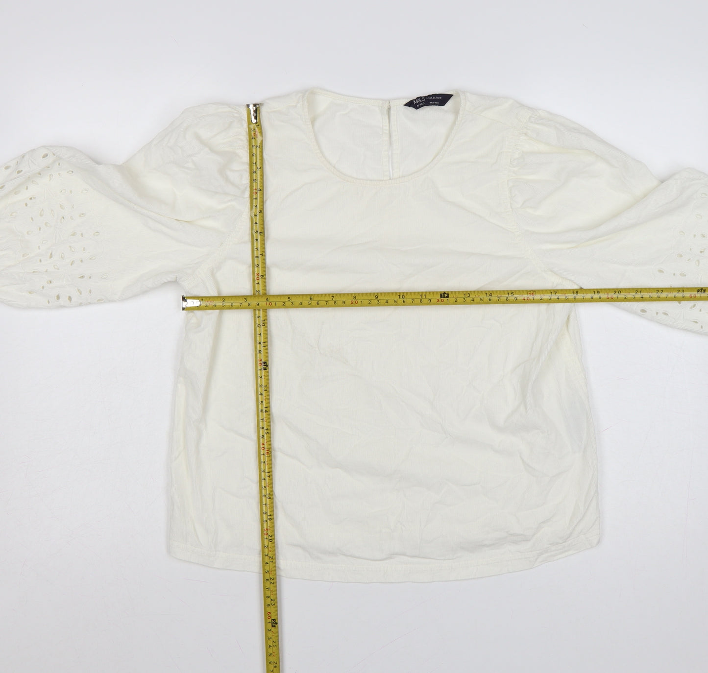 Marks and Spencer Womens Ivory 3/4 Sleeve Cotton Tunic Blouse Size 10