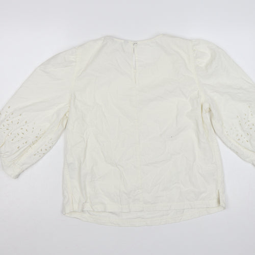 Marks and Spencer Womens Ivory 3/4 Sleeve Cotton Tunic Blouse Size 10