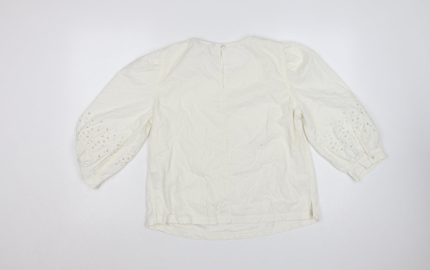 Marks and Spencer Womens Ivory 3/4 Sleeve Cotton Tunic Blouse Size 10