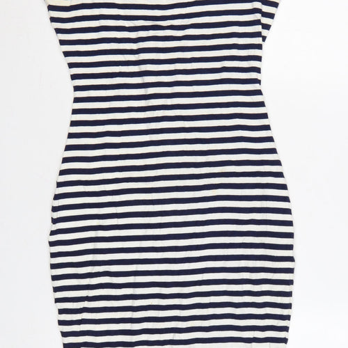 French Connection Women Blue White Striped Bodycon Dress Size 8