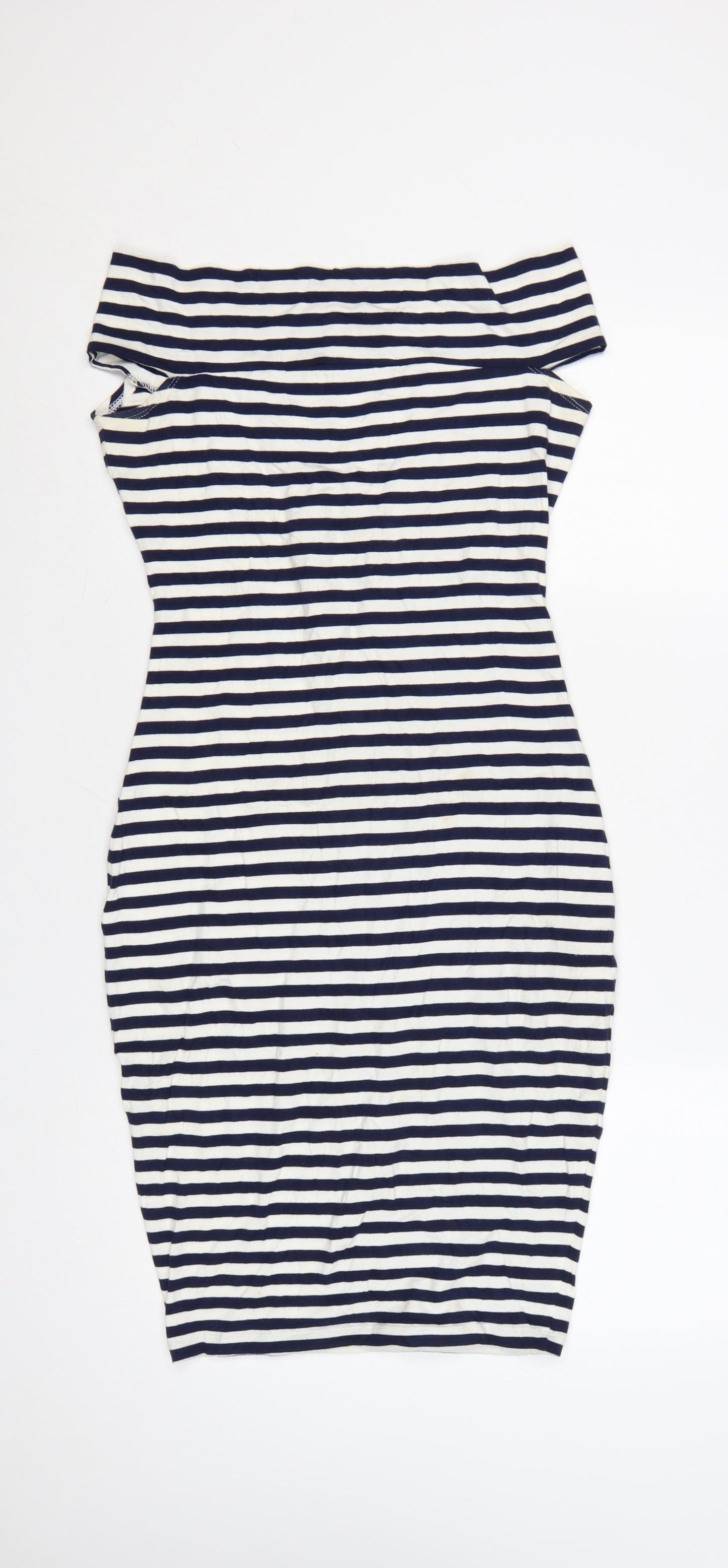 French Connection Women Blue White Striped Bodycon Dress Size 8