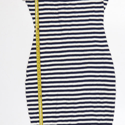 French Connection Women Blue White Striped Bodycon Dress Size 8