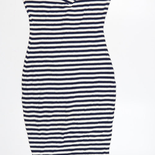 French Connection Women Blue White Striped Bodycon Dress Size 8