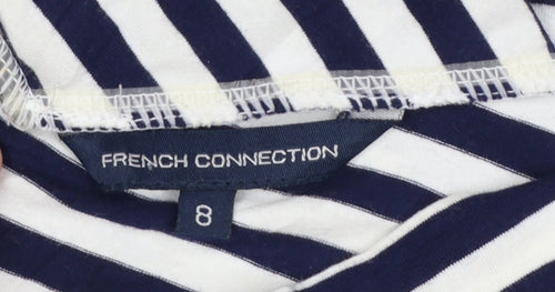 French Connection Women Blue White Striped Bodycon Dress Size 8