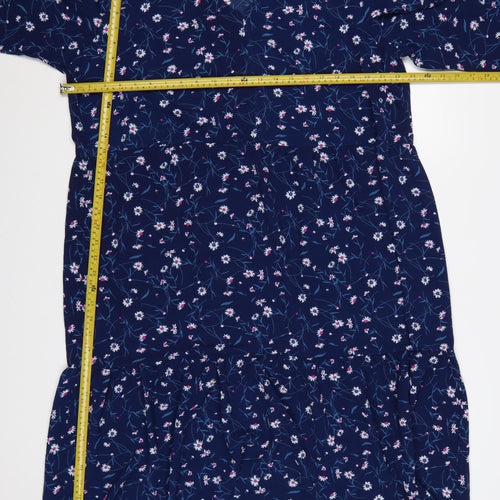 Studio Women Blue Floral A-Line Knee Length Dress Size 20