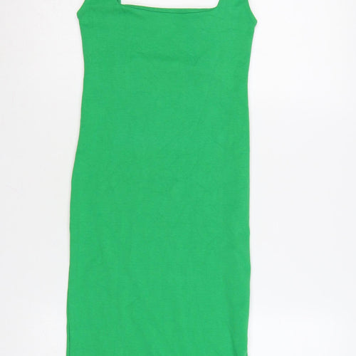 Zara Women Green Size 12 Bodycon Midi Sleeveless Dress