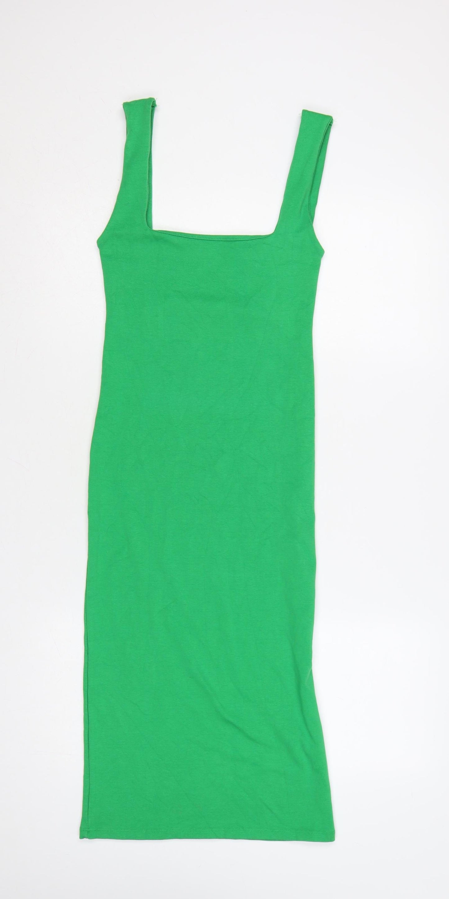 Zara Women Green Size 12 Bodycon Midi Sleeveless Dress