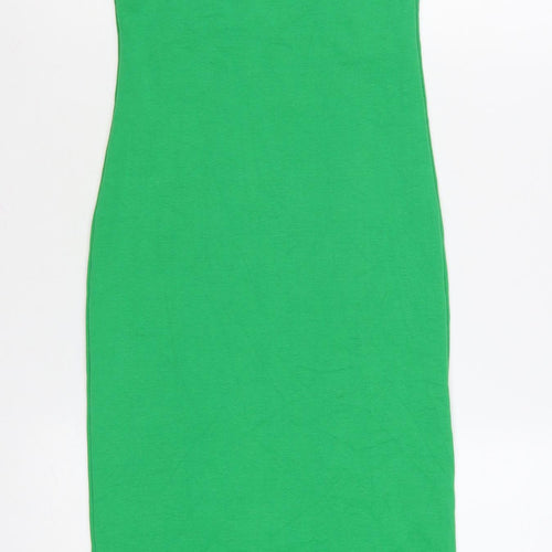 Zara Women Green Size 12 Bodycon Midi Sleeveless Dress