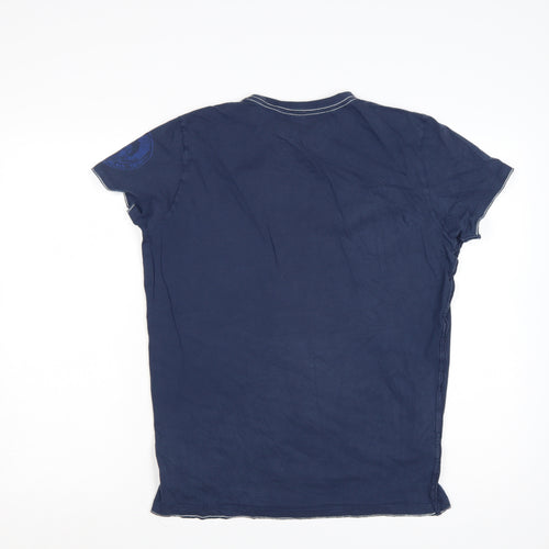 Diesel Women's Blue Graphic Skull T-Shirt L Cotton Casual Rock Style