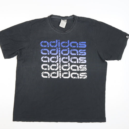 Adidas Men's Black Graphic Print T-Shirt Size L Cotton Blend