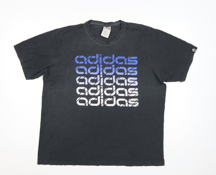 Adidas Men's Black Graphic Print T-Shirt Size L Cotton Blend