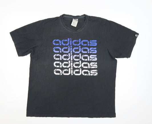 Adidas Men's Black Graphic Print T-Shirt Size L Cotton Blend