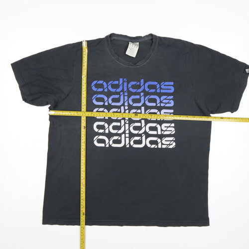 Adidas Men's Black Graphic Print T-Shirt Size L Cotton Blend