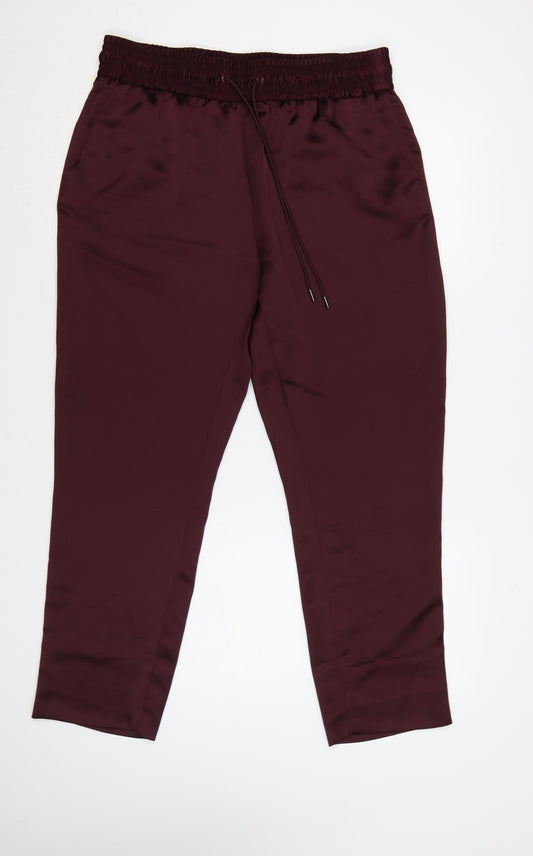 Marks and Spencer Women’s Burgundy Regular Trousers Size 14 Polyester