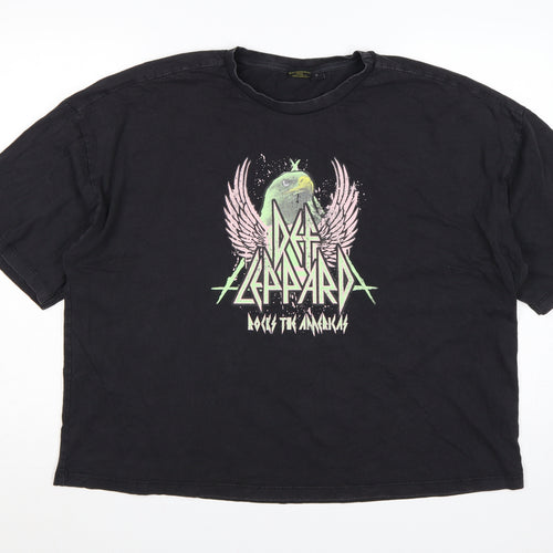 Primark Def Leppard Women's Black XL Relaxed Fit Graphic T-Shirt