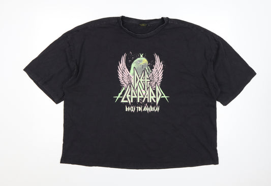 Primark Def Leppard Women's Black XL Relaxed Fit Graphic T-Shirt