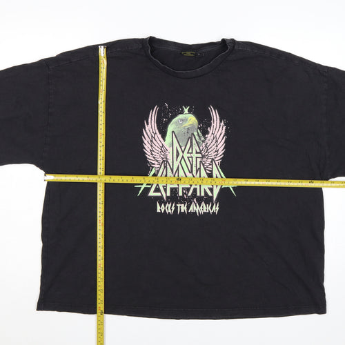 Primark Def Leppard Women's Black XL Relaxed Fit Graphic T-Shirt