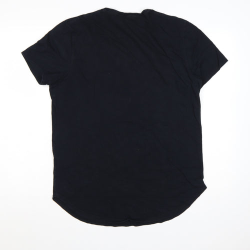 Hollister Men's Black Graphic Print Crew Neck Cotton T-Shirt L