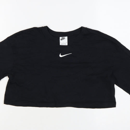 Nike Women's Black Cropped T-Shirt Small Relaxed Fit Sports Top
