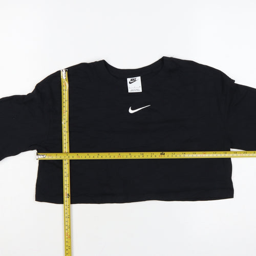 Nike Women's Black Cropped T-Shirt Small Relaxed Fit Sports Top