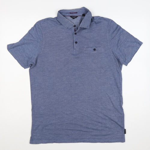 Ted Baker Men’s Blue Cotton Polo Shirt Size L Short Sleeve