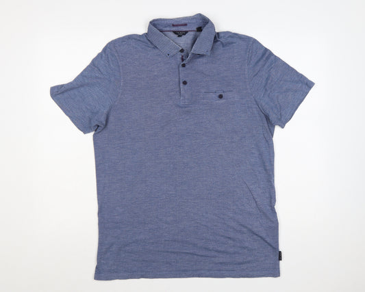 Ted Baker Men’s Blue Cotton Polo Shirt Size L Short Sleeve