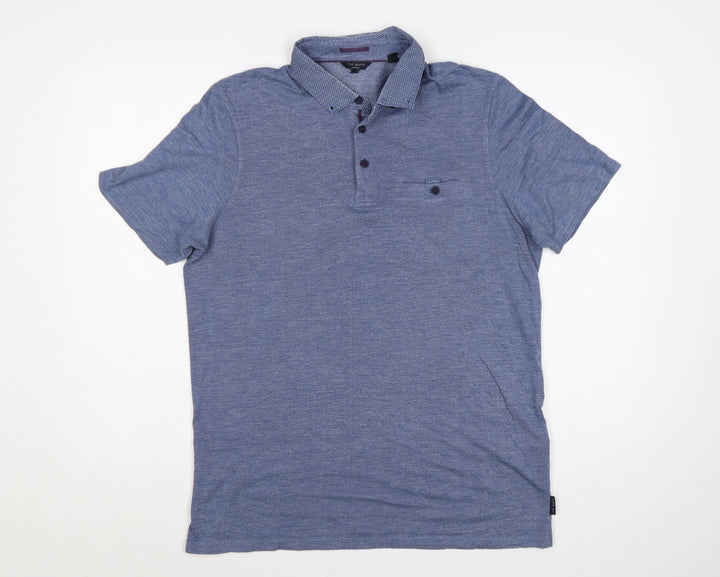 Ted Baker Men’s Blue Cotton Polo Shirt Size L Short Sleeve