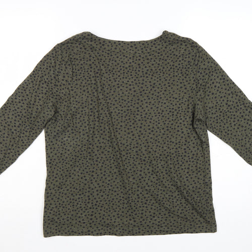 Weird Fish Womens Green Polka Dot V-Neck Jersey Top Size 16 3/4 Sleeve