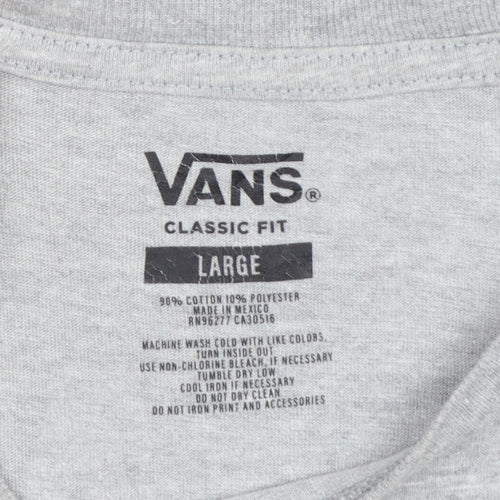 Vans Men's Grey Classic Fit Graphic T-Shirt Large
