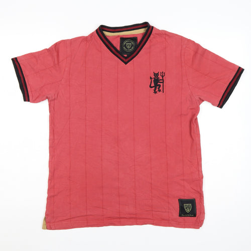 Football Town Men's Red V-Neck Short Sleeve T-Shirt Size M