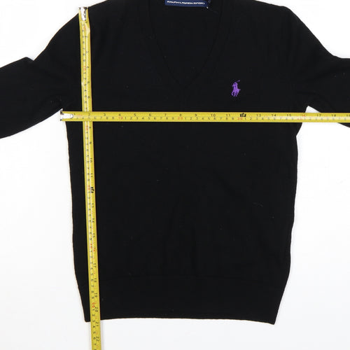 Ralph Lauren Women Black V-Neck Merino Wool Jumper M