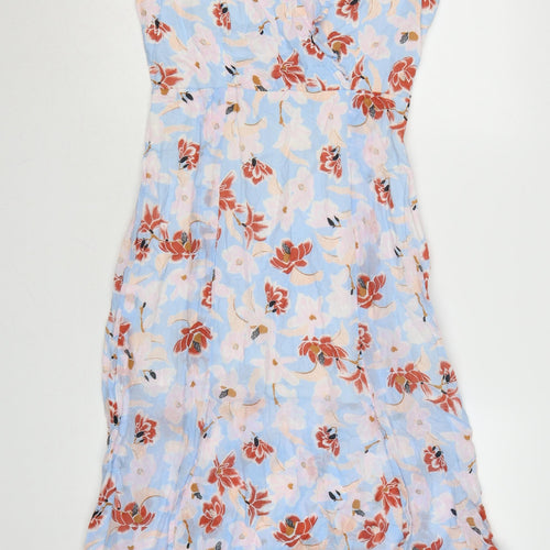 Great Plains Women’s Blue Floral A-Line Midi Cotton Dress Size 12