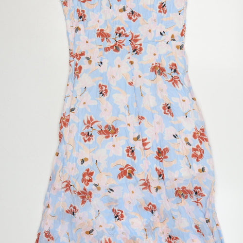 Great Plains Women’s Blue Floral A-Line Midi Cotton Dress Size 12