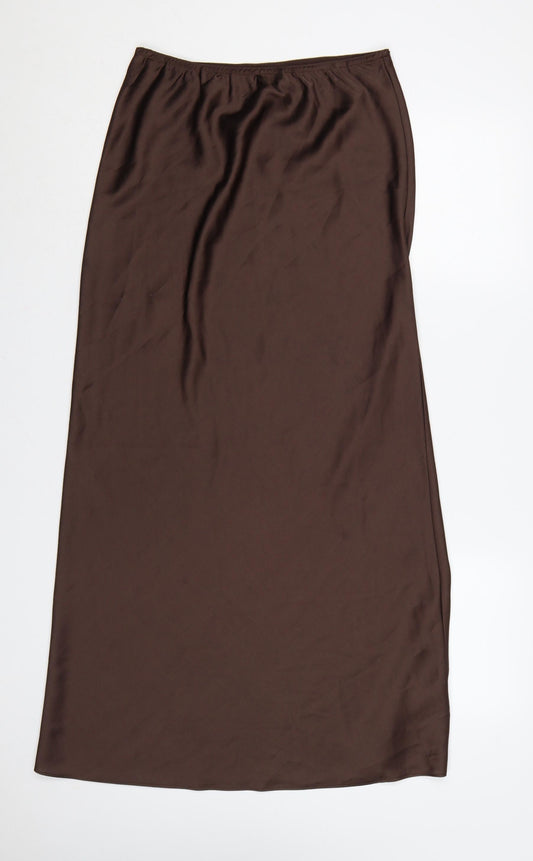 Wednesday’s Girl Women Brown Long Satin Skirt Size 12