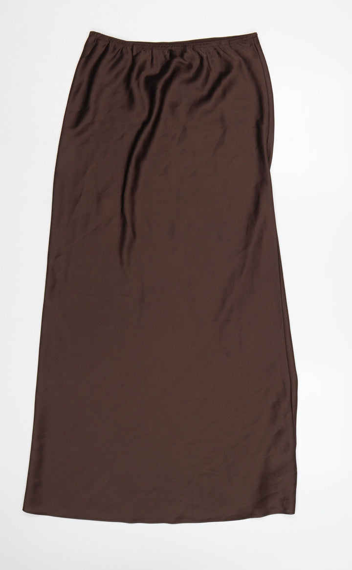 Wednesday’s Girl Women Brown Long Satin Skirt Size 12