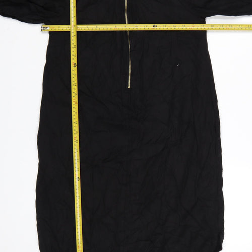 Sosandar Women’s Black Knee Length Zip Shirt Dress Size 10