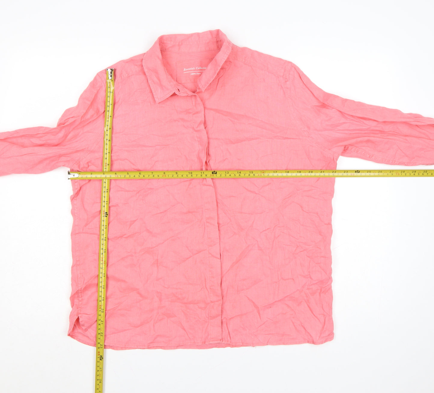 Marks and Spencer Womens Pink Linen Button-Up Shirt Size 16
