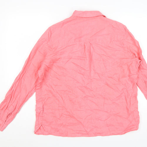 Marks and Spencer Womens Pink Linen Button-Up Shirt Size 16