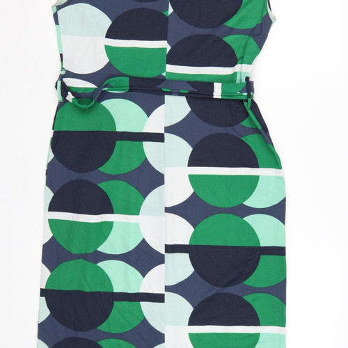 Next Women’s Multicoloured Geometric Belted Sleeveless Sheath Dress Size 12