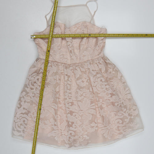 Lipsy Women’s Beige Lace Fit & Flare Dress UK 12