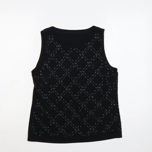 Marks and Spencer Women’s Black Sleeveless Argyle Tank Top UK 16